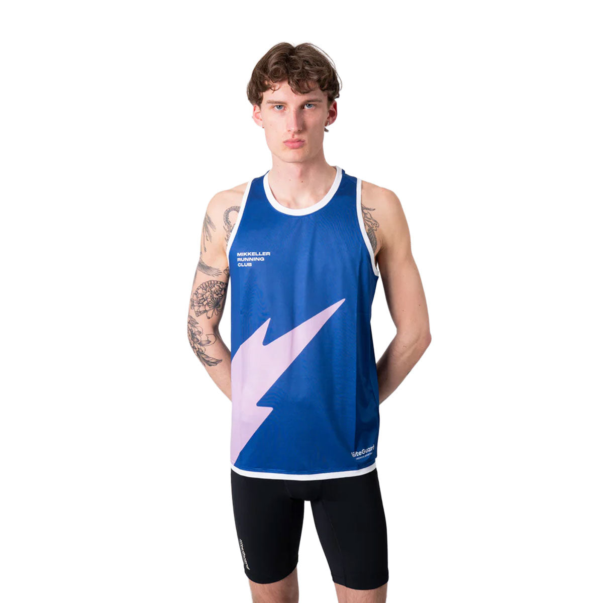 Mikkeller Singlet til herrer med blå og lyserød lyn-design