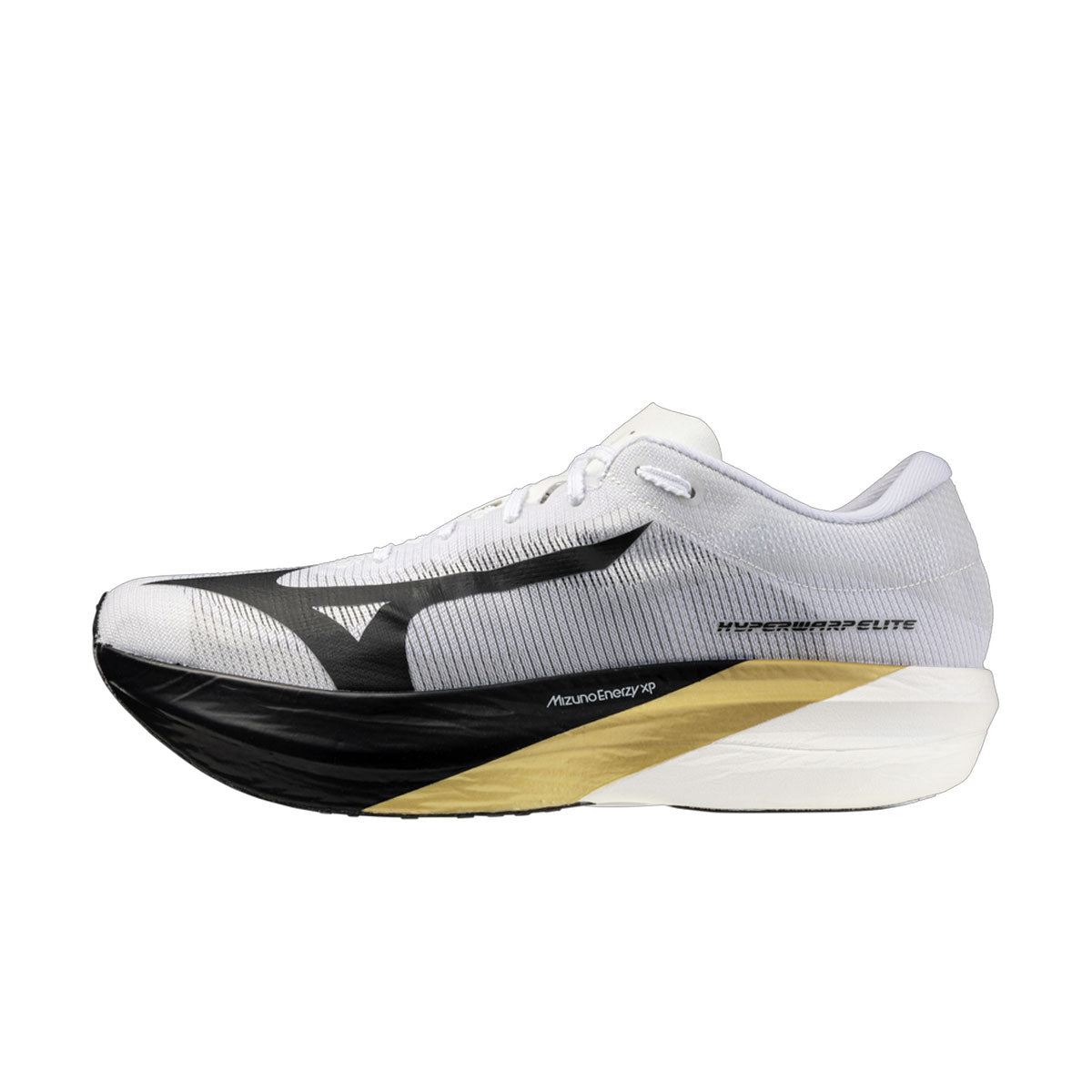 Mizuno Hyperwarp Elite løbesko i hvid og sort design