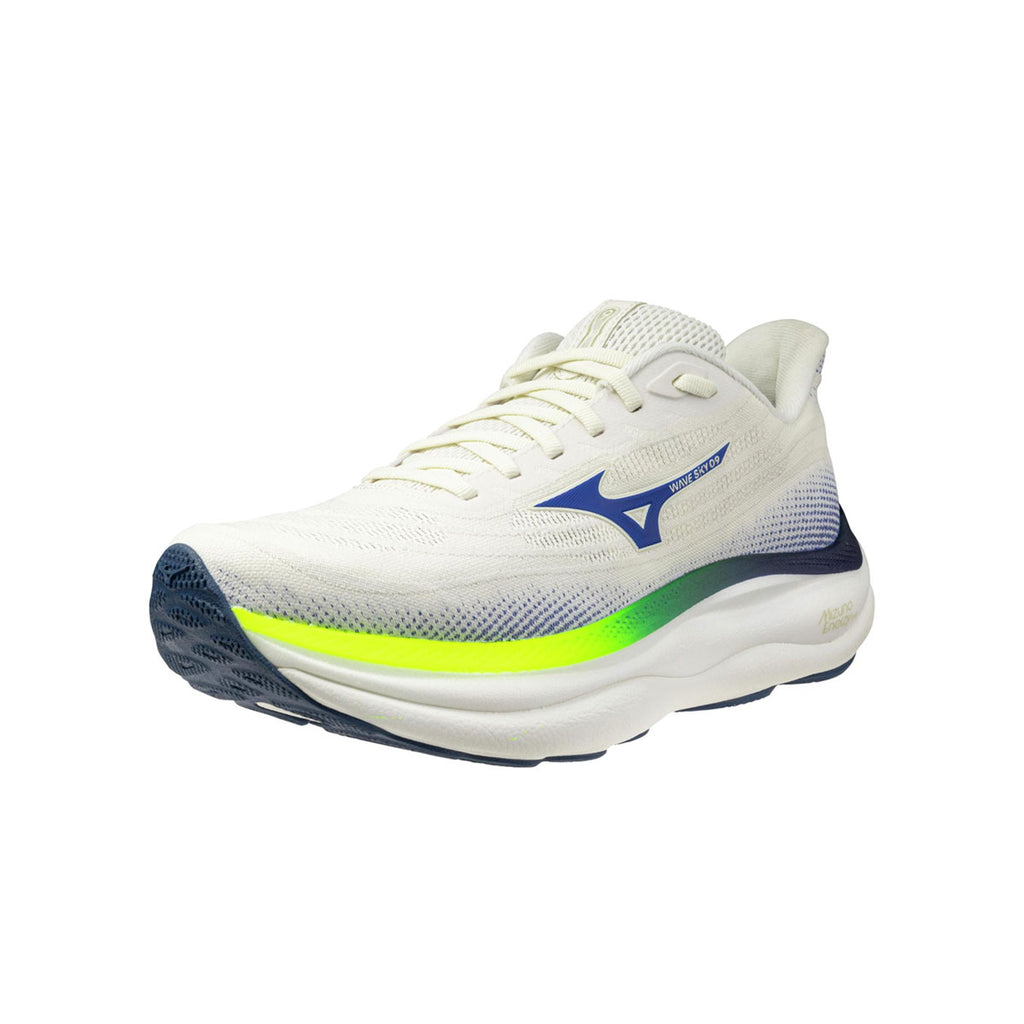 Mizuno Wave Sky 9 Herre løbesko i hvid og blå farve
