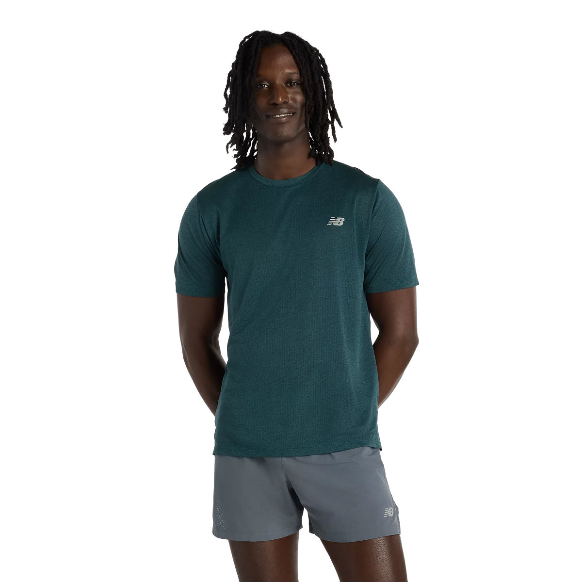 Mørkegrøn New Balance T-shirt til herre med kortærmer