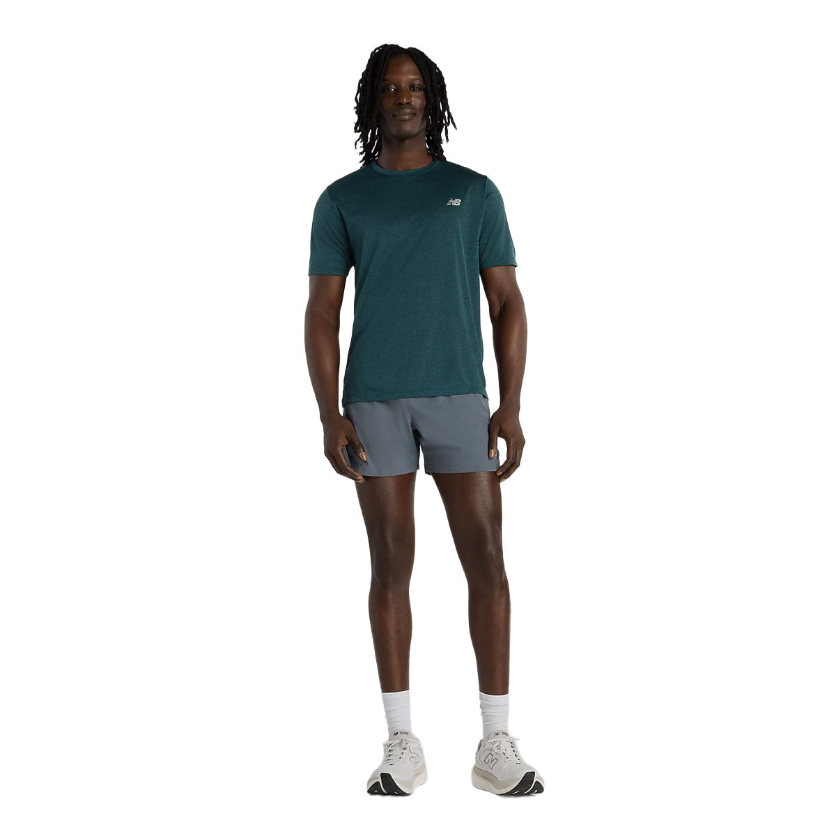 Mørkegrøn New Balance atletisk T-shirt til mænd