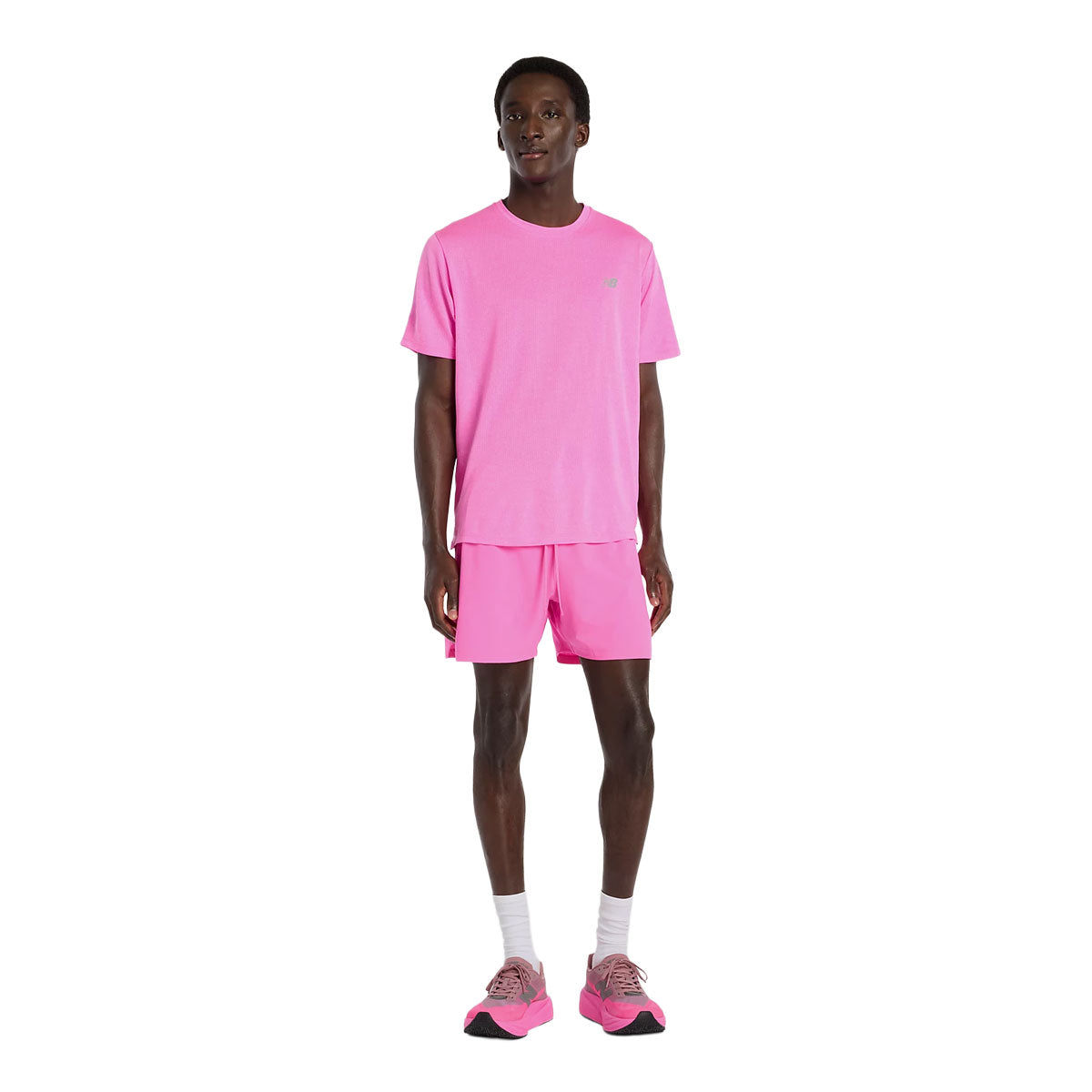 Lyserød New Balance Athletic T-shirt til herrer i afslappet pasform