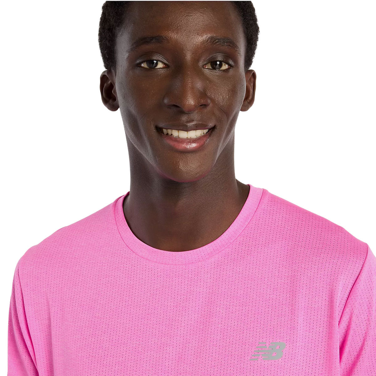 Lyserød New Balance Athletic T-shirt til herrer med kort ærme