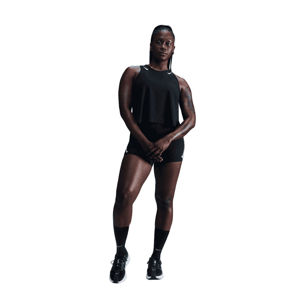 Sort Nike AeroSwift DRI-FIT crop tank top til damer