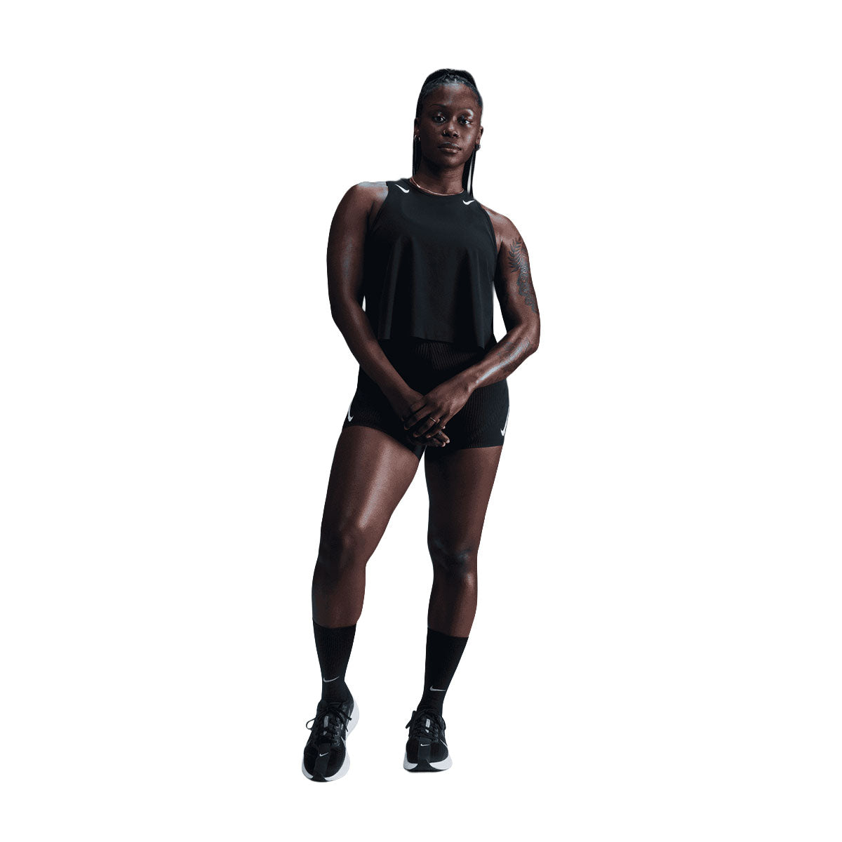 Sort Nike AeroSwift DRI-FIT crop tank top til damer