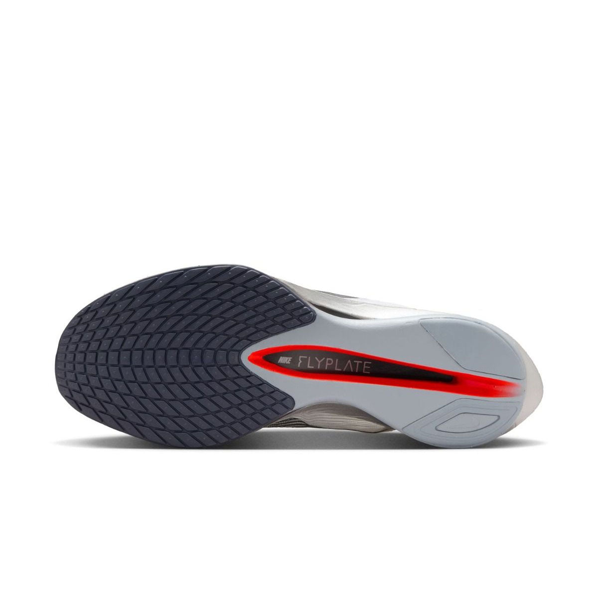 Nike Vaporfly Next% 4 Herre running shoe outsole with traction pattern and Flyplate technology.
