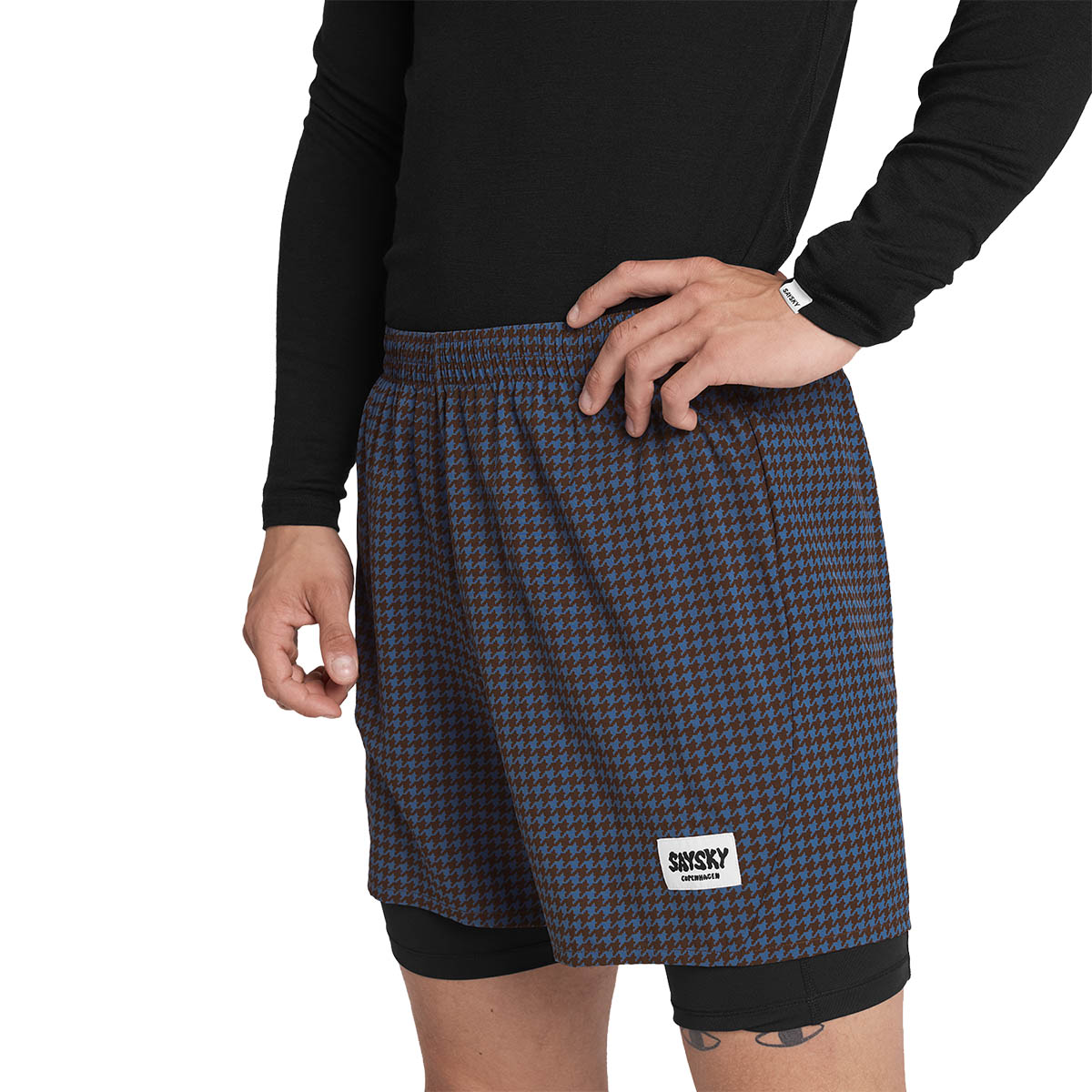 Saysky Houndstooth Pace 2 in 1 Shorts 5"