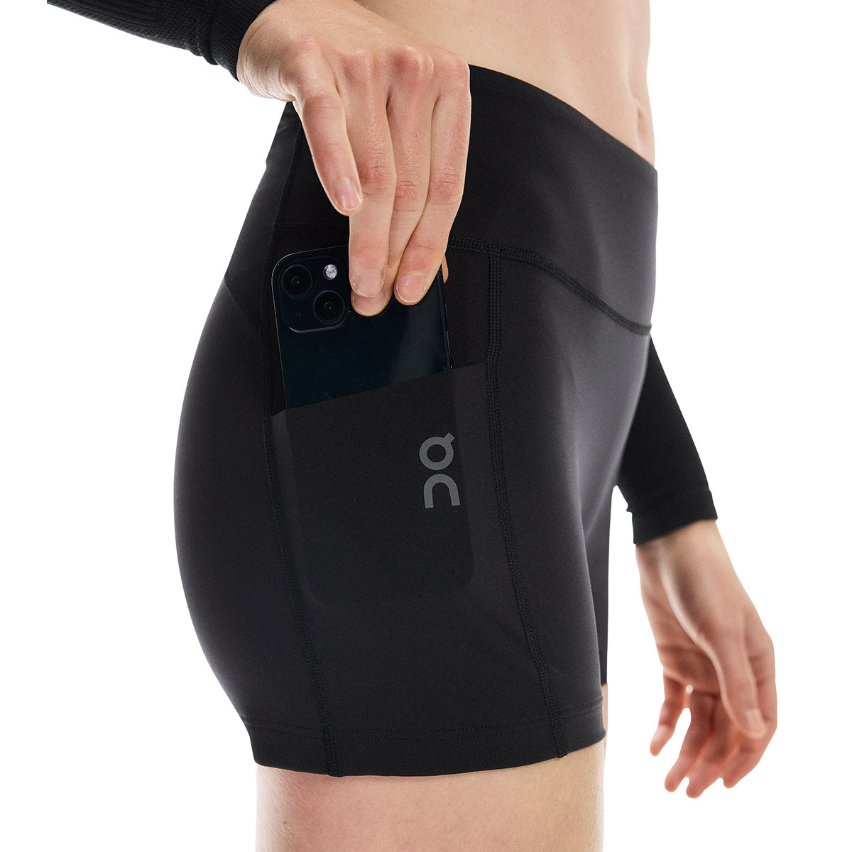Korte tights med lomme til telefon, sort, til damer