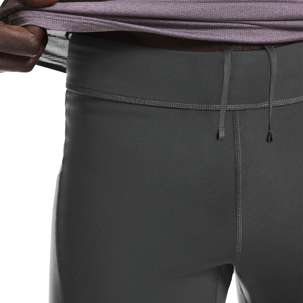Mørkegrå 8" korte tights med elastisk talje og snøre