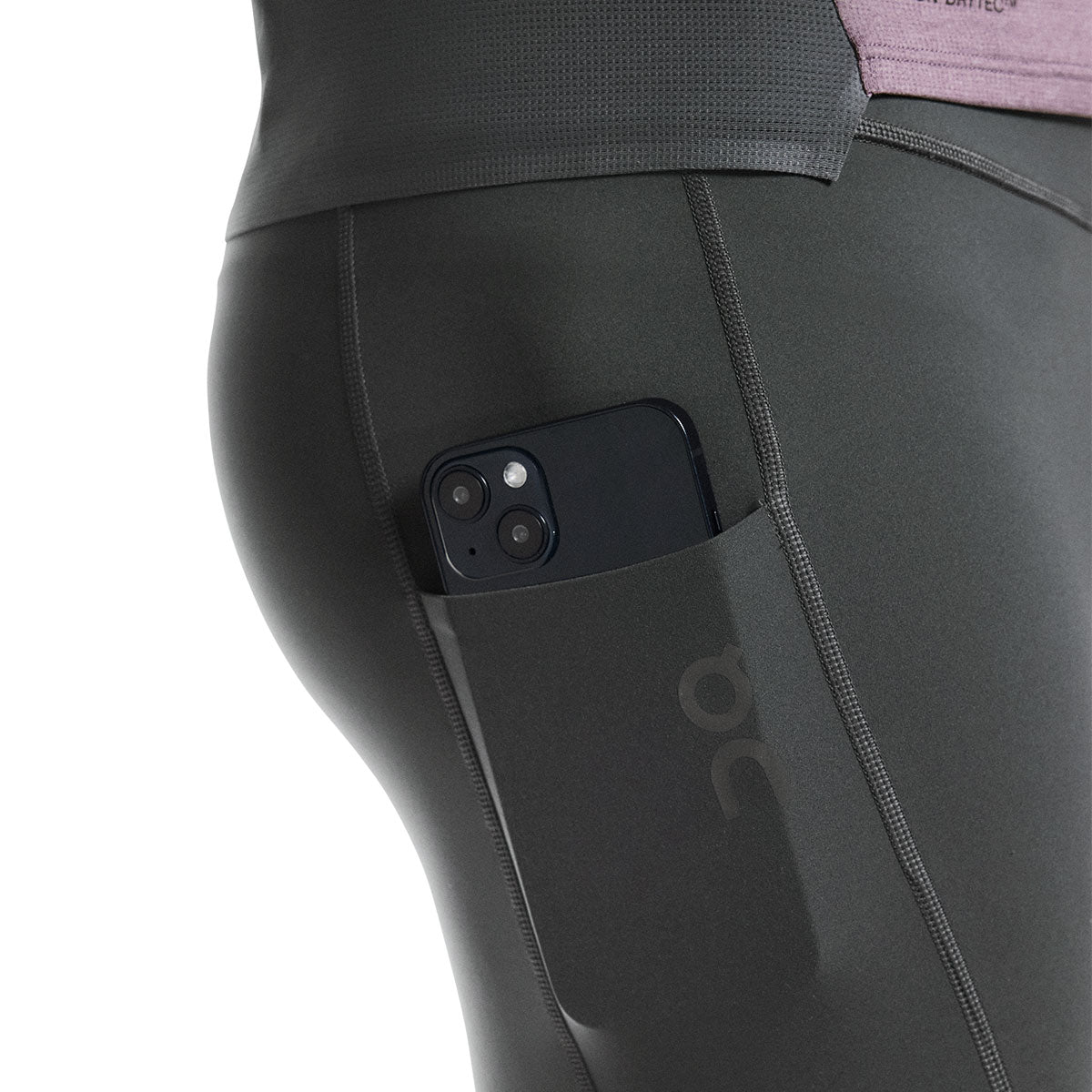 Korte tights med lomme til mobiltelefon i Eclipse farve
