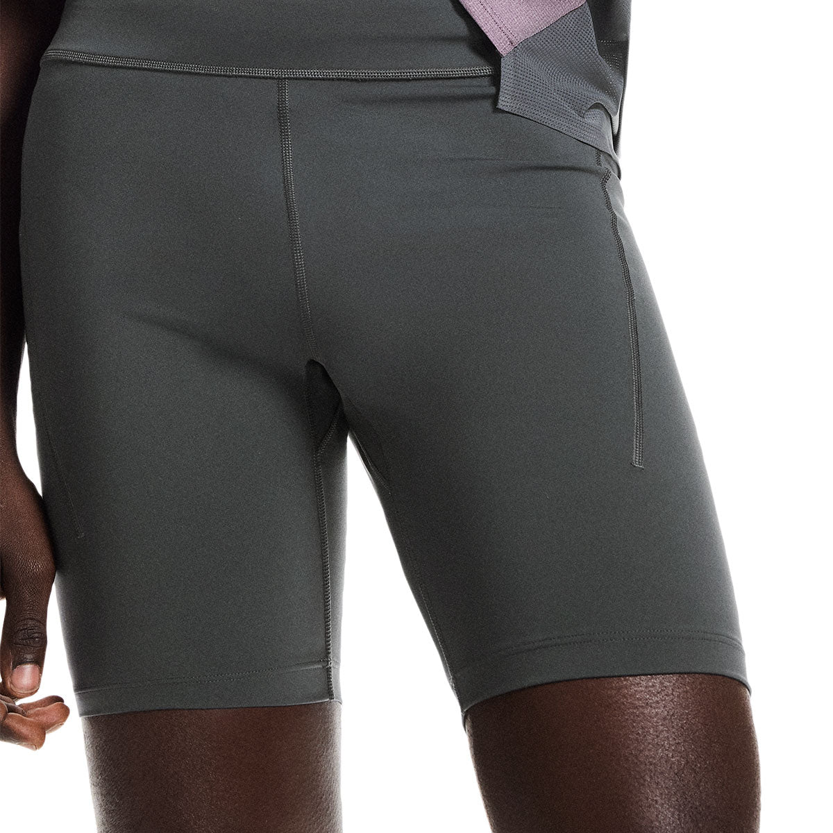 Mørkegrå 8" korte tights til mænd med sidelomme