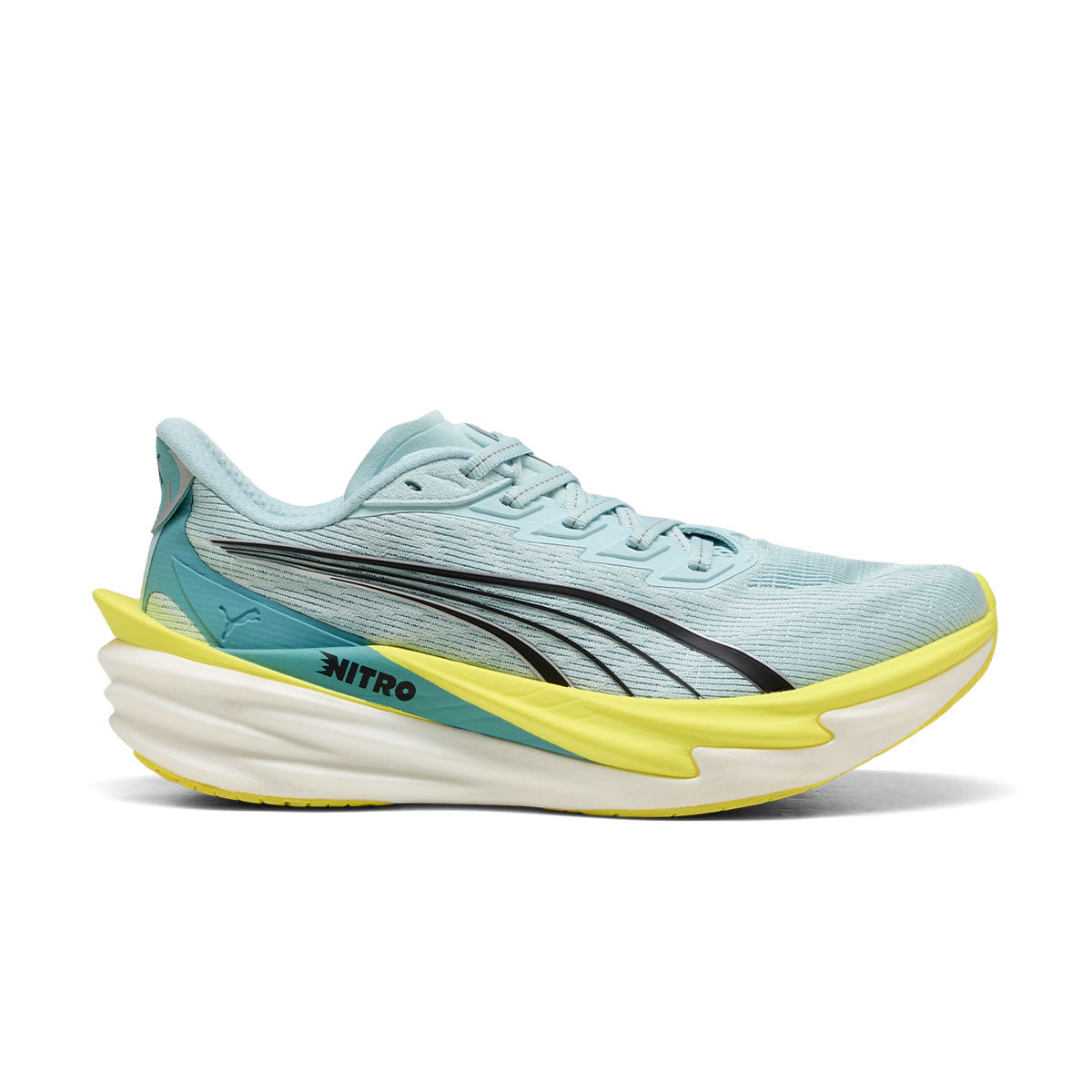 Puma Deviate NITRO 4 Dame løbesko i lyseblå og gul
