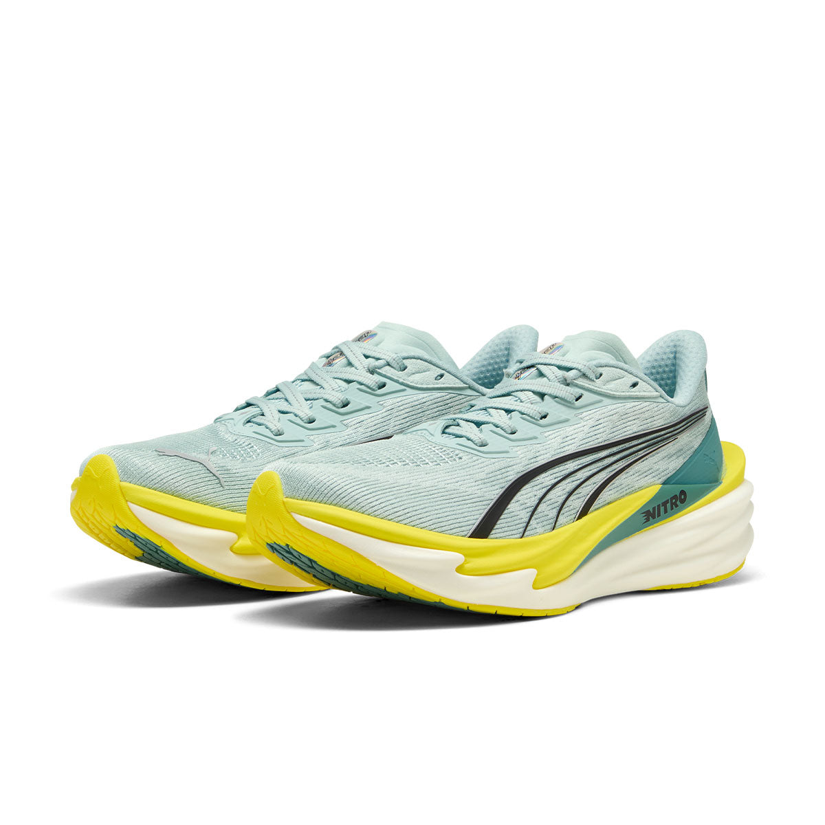 Puma Deviate NITRO 4 Dame løbesko i lyseblå og gul