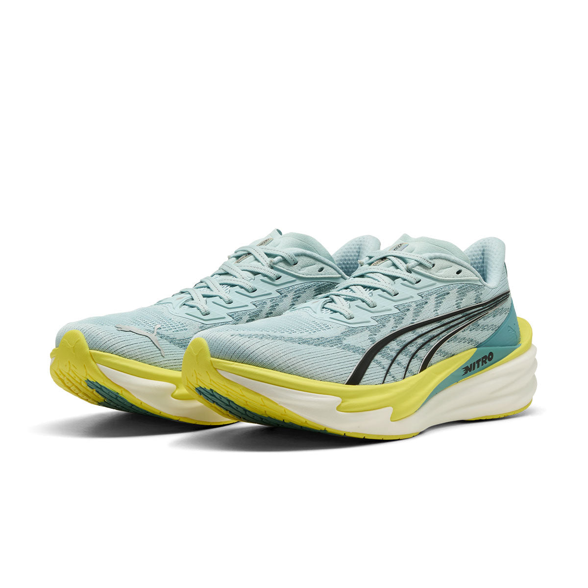 Puma Deviate NITRO 4 Herre løbesko i lyseblå og gul