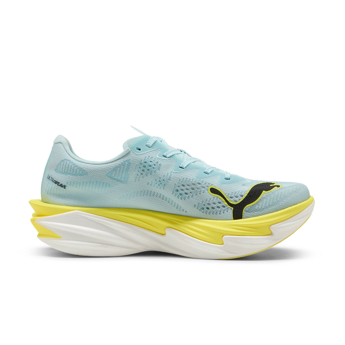 Puma Deviate NITRO Elite 4 løbesko i lyseblå med gul sål