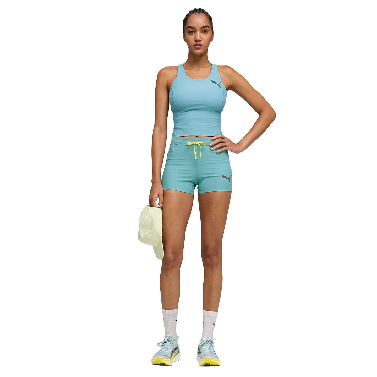 Puma Lightspeed 3" korte tights til damer i aqua blå