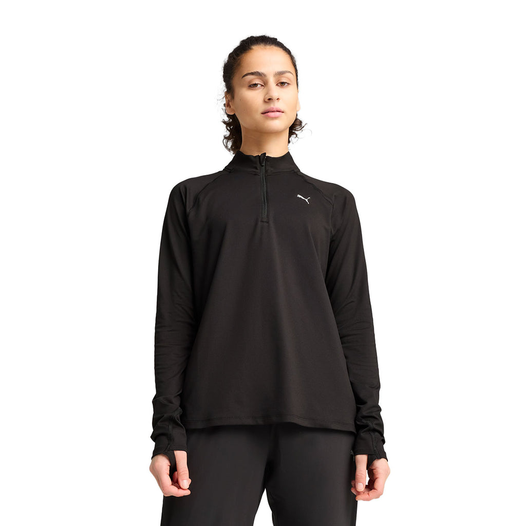Sort Puma Run Velocity Cloudspun 1/4 zip trøje til damer