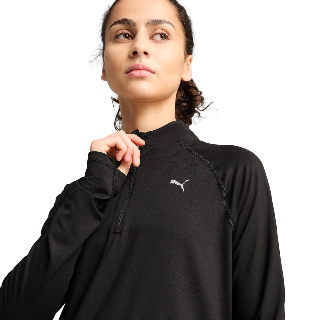 Sort Puma Run Velocity Cloudspun 1/4 zip trøje til damer