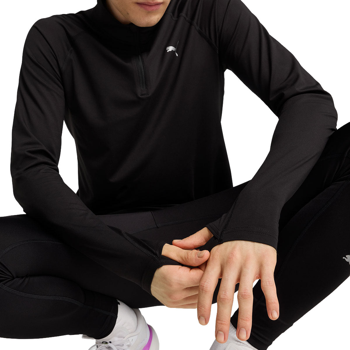 Sort Puma Run Velocity Cloudspun 1/4 zip trøje til mænd