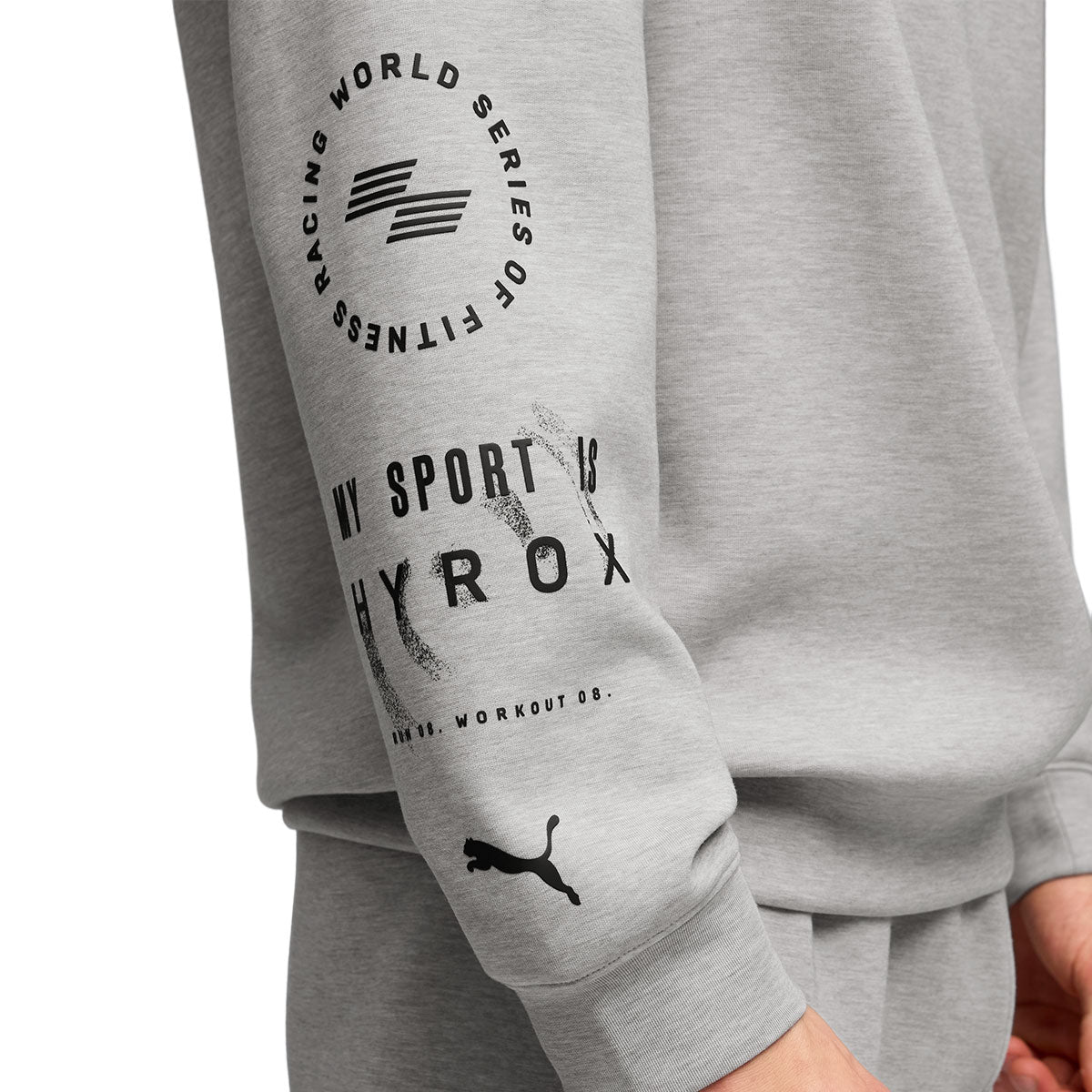 Grå Puma x Hyrox Cloudspun hoodie med tryk på ærmet