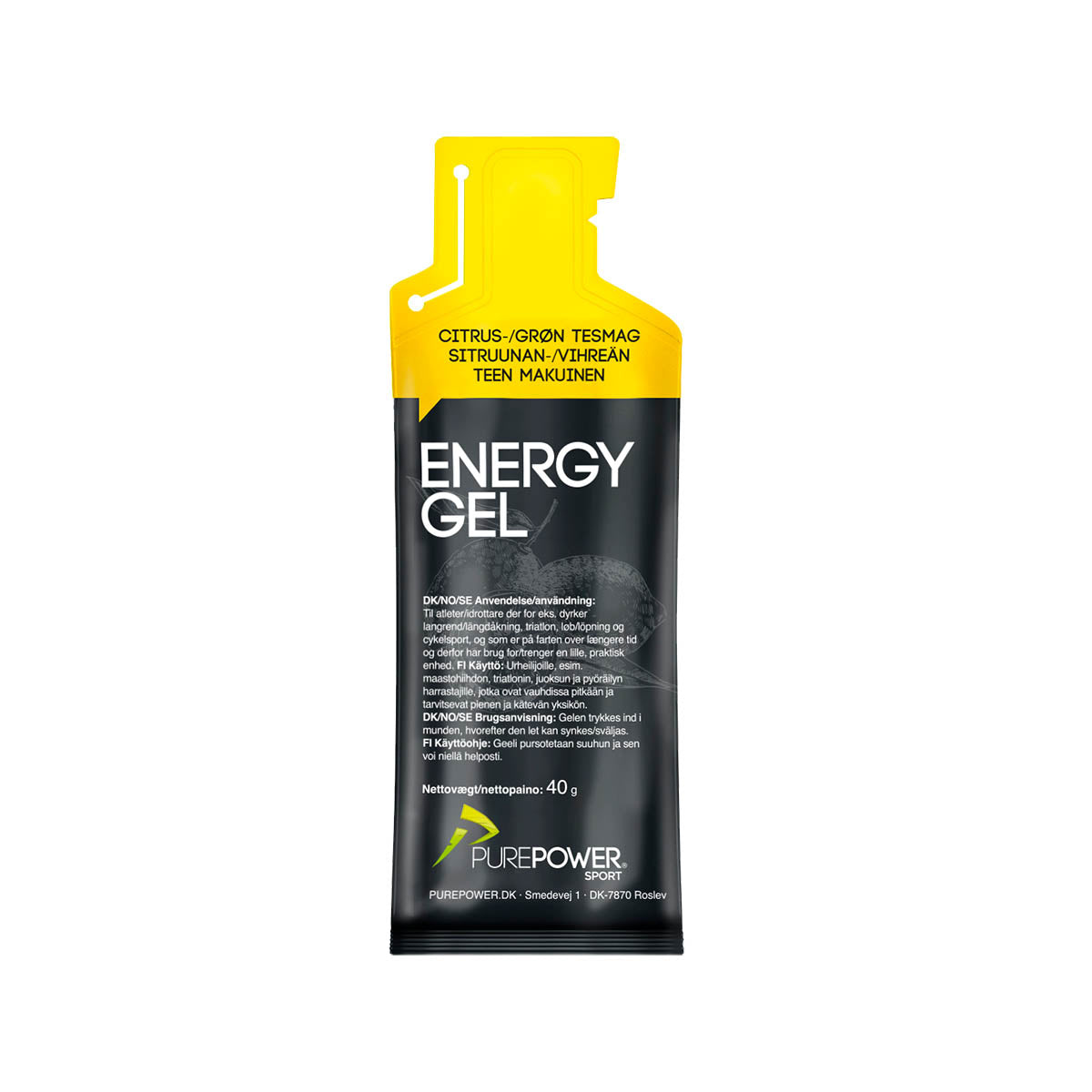 Purepower Energy Gel Citrus/Grøn Tesmag 40 g