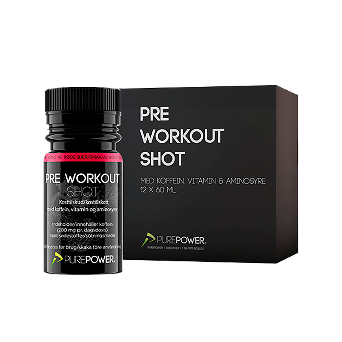 Purepower Pre-Workout Shot Rødebær 60 ml