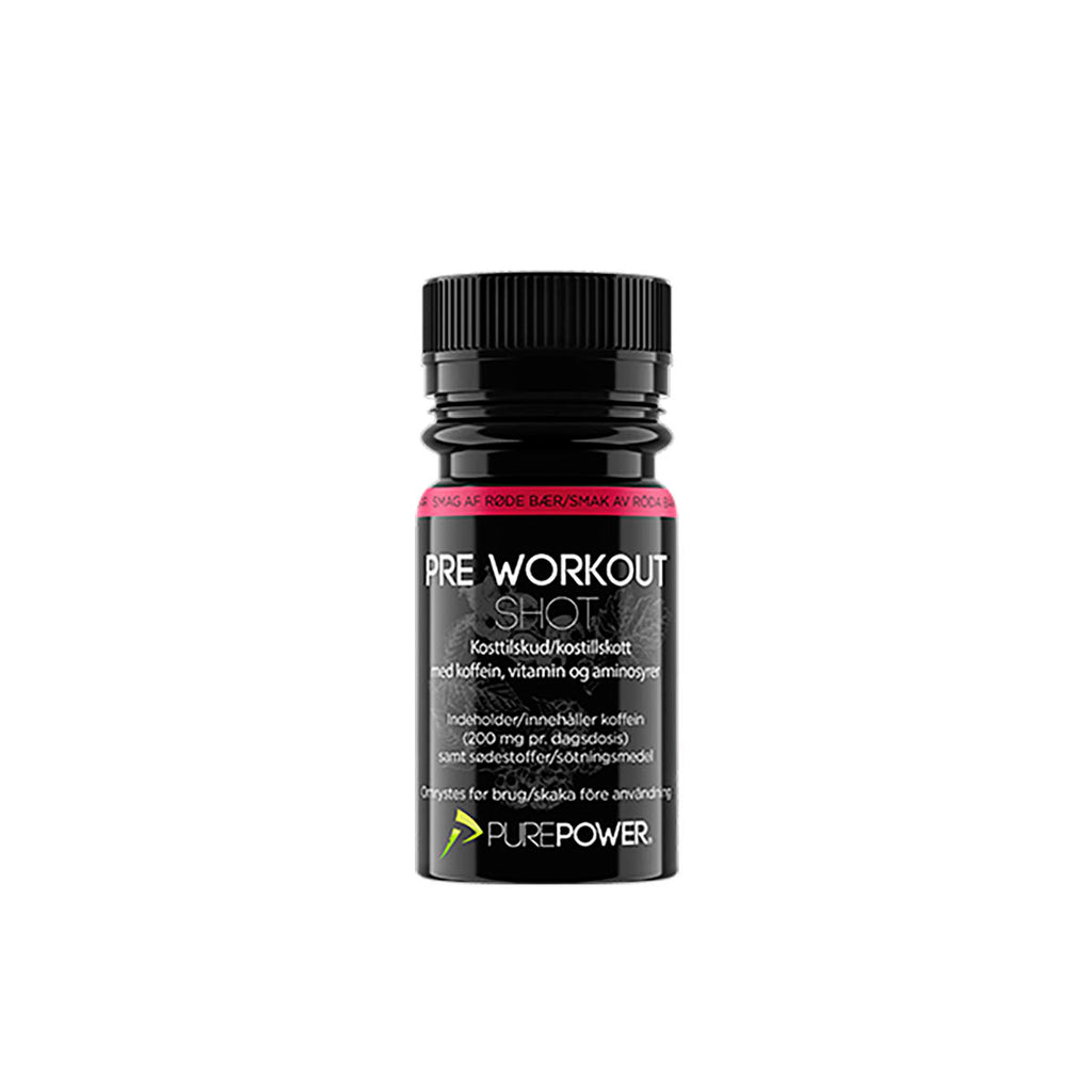 Purepower Pre-Workout Shot Rødebær 60 ml