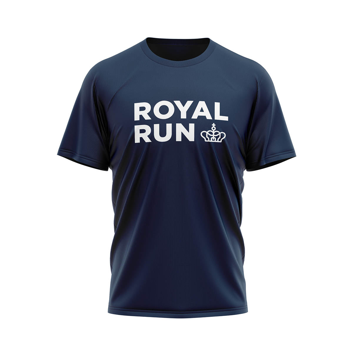 Blå trøje med teksten "ROYAL RUN" foran