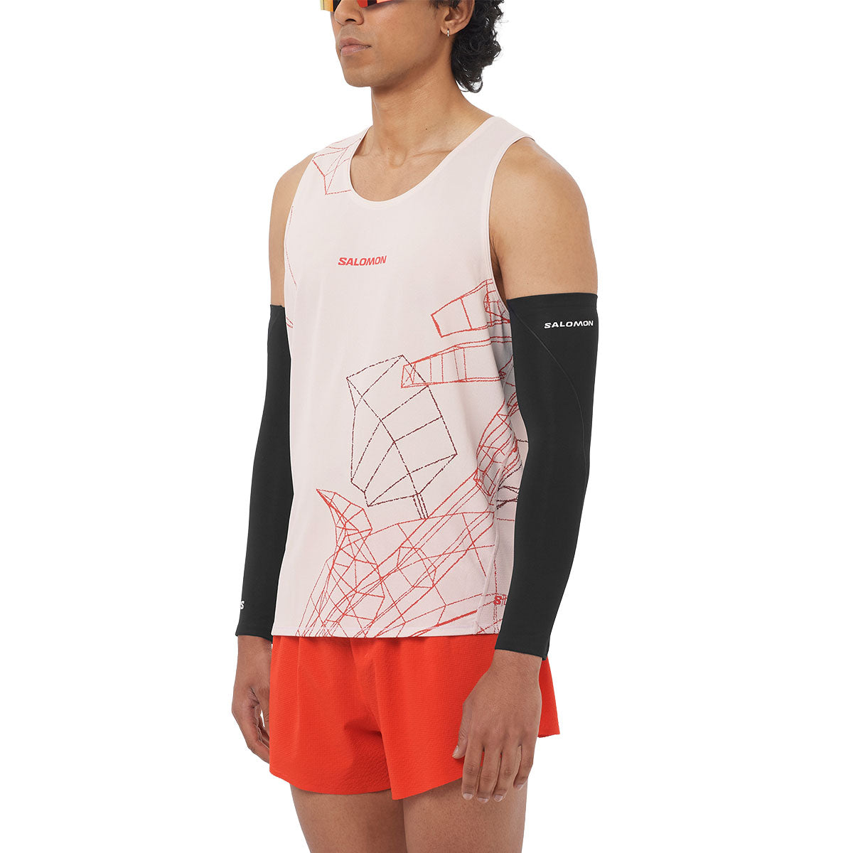 Salomon S/Lab Speed Singlet til mænd i lyserød med grafisk mønster