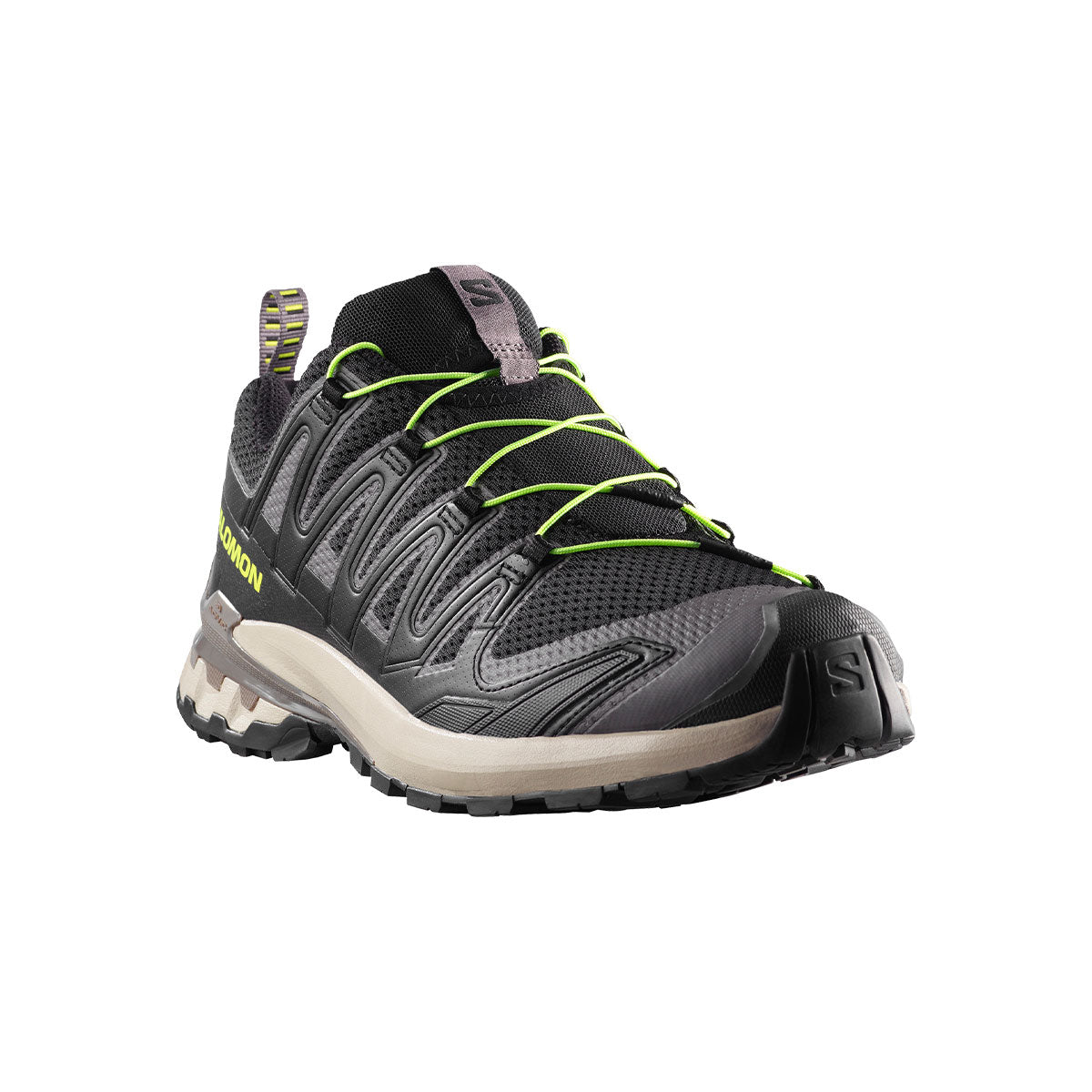 Salomon XA Pro 3D V9 herre trailsko i sort og grå med grønne snørebånd