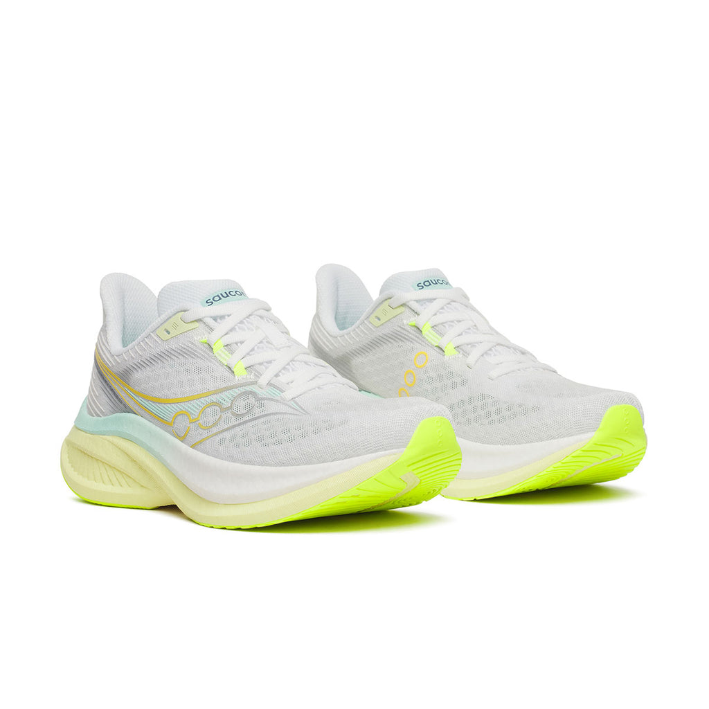 Saucony Endorphin Speed 5 Dame løbesko i hvid og gul grøn