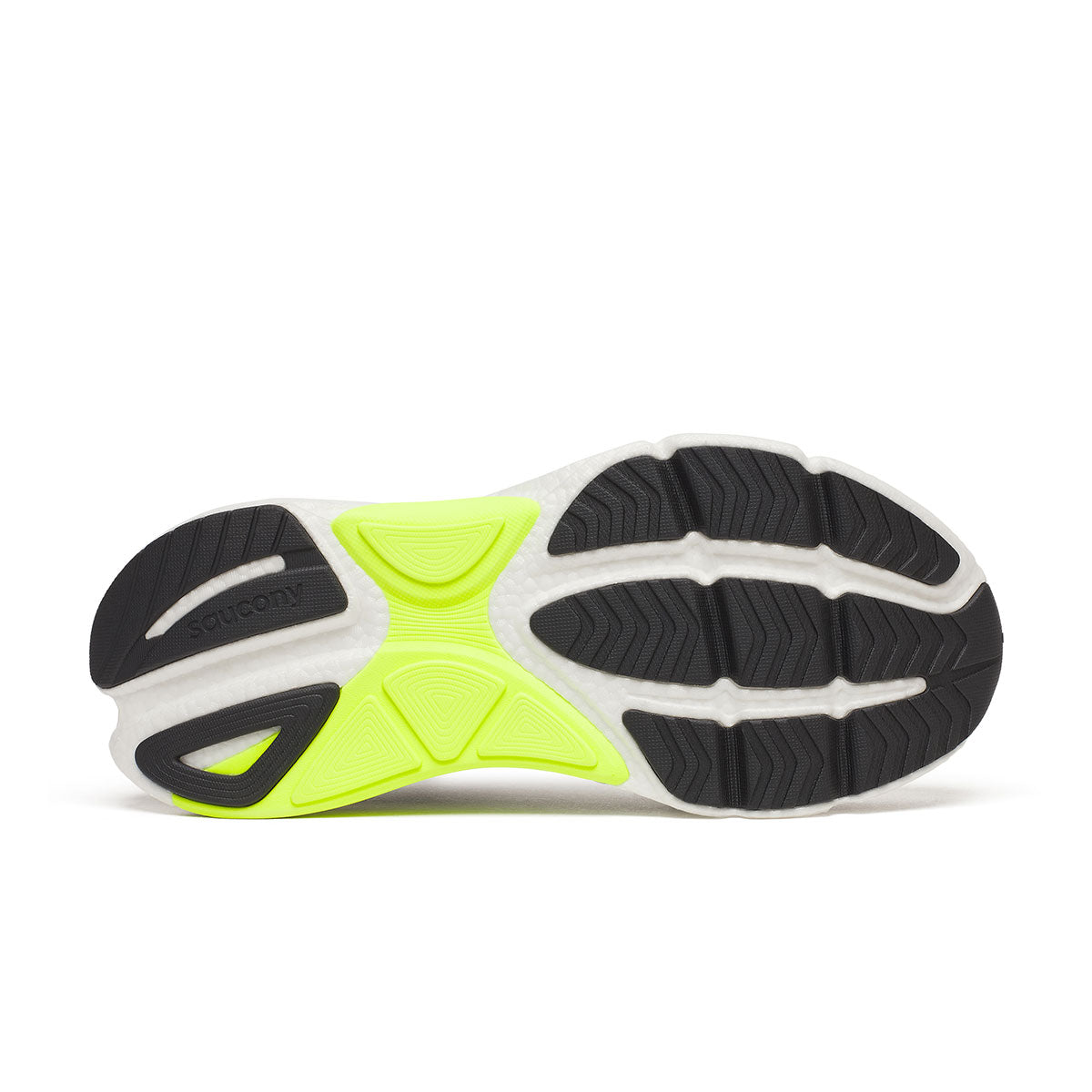 Sål af Saucony Omni 23 ST herre løbesko med sort og gul farve
