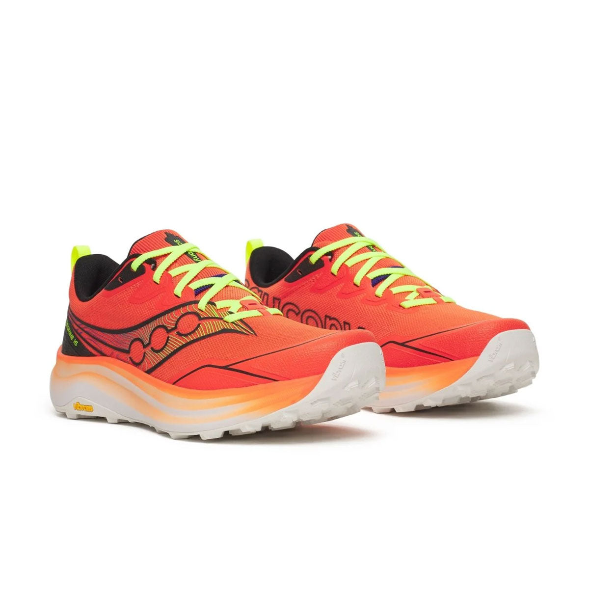 Saucony Peregrine 16 herresko i rød og gul farve