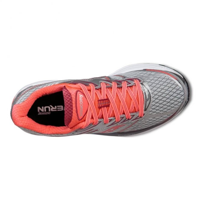 Grå og pink Saucony München 3 dame løbesko set ovenfra