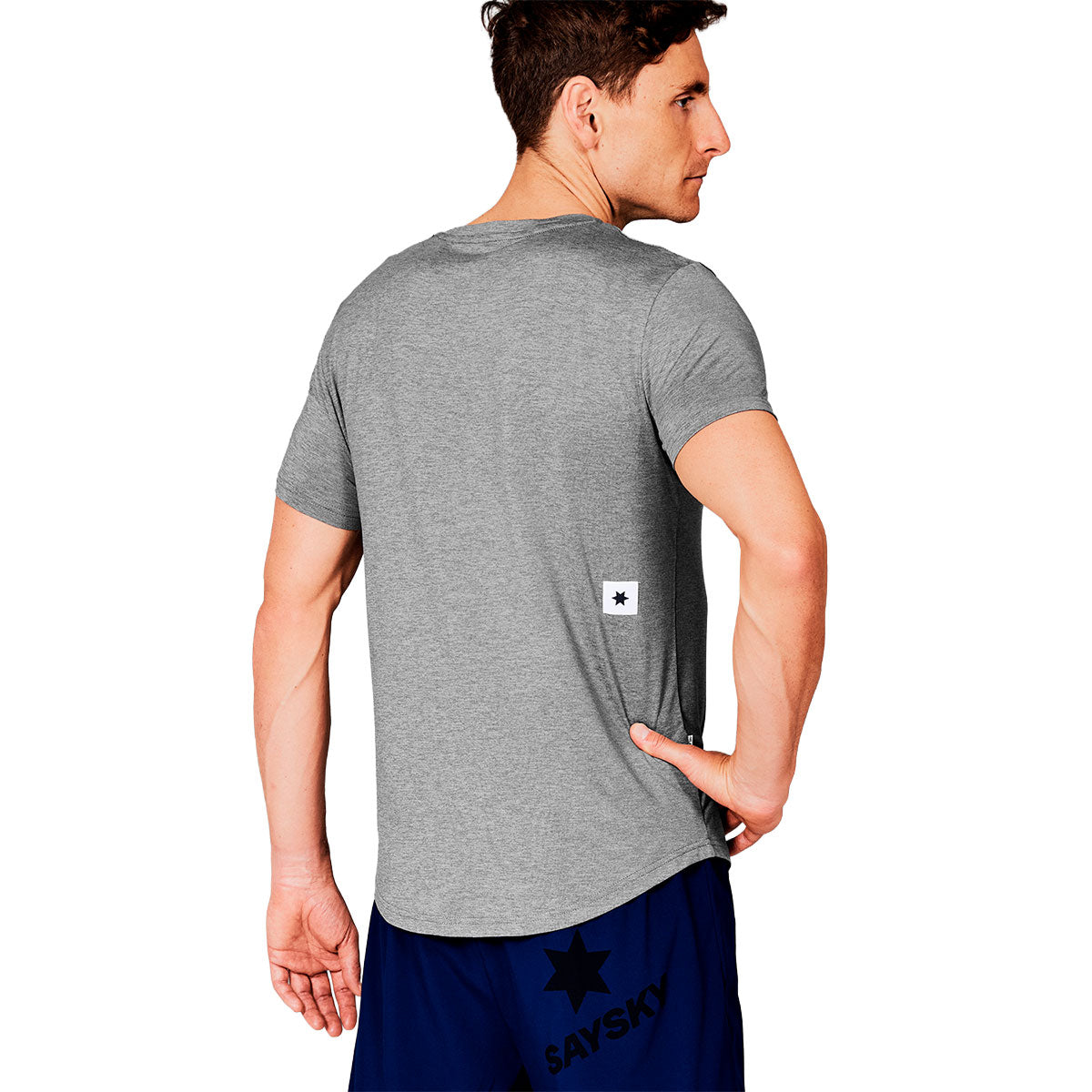 Grå Saysky Clean Pace T-shirt til mænd, bagudskuet visning