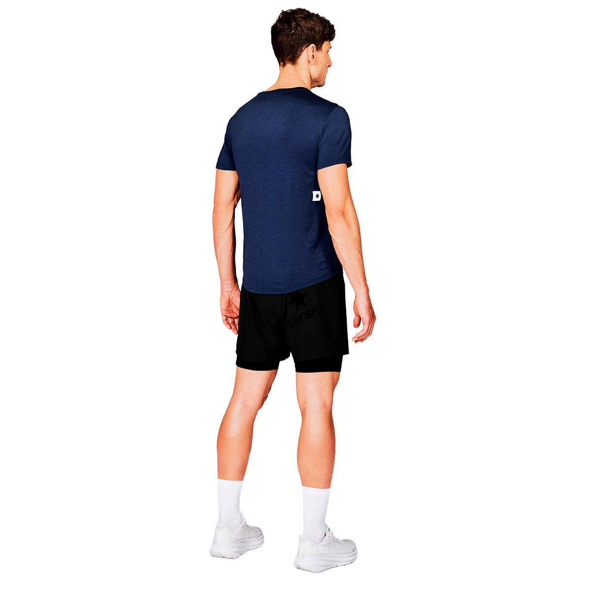 Mørkeblå Saysky Clean Pace T-shirt til mænd, bagfra set