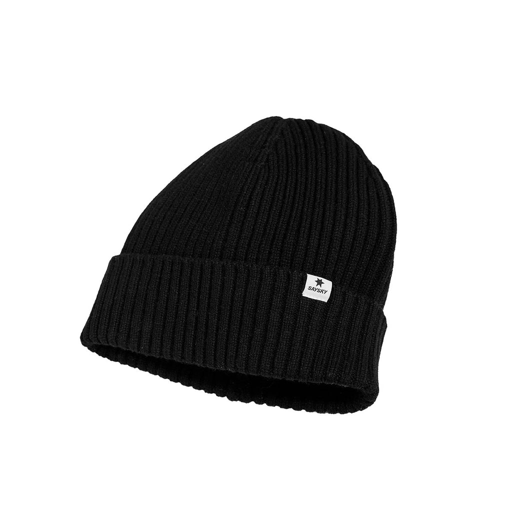 Saysky Everyday Merino Beanie i sort uld med ribbet design