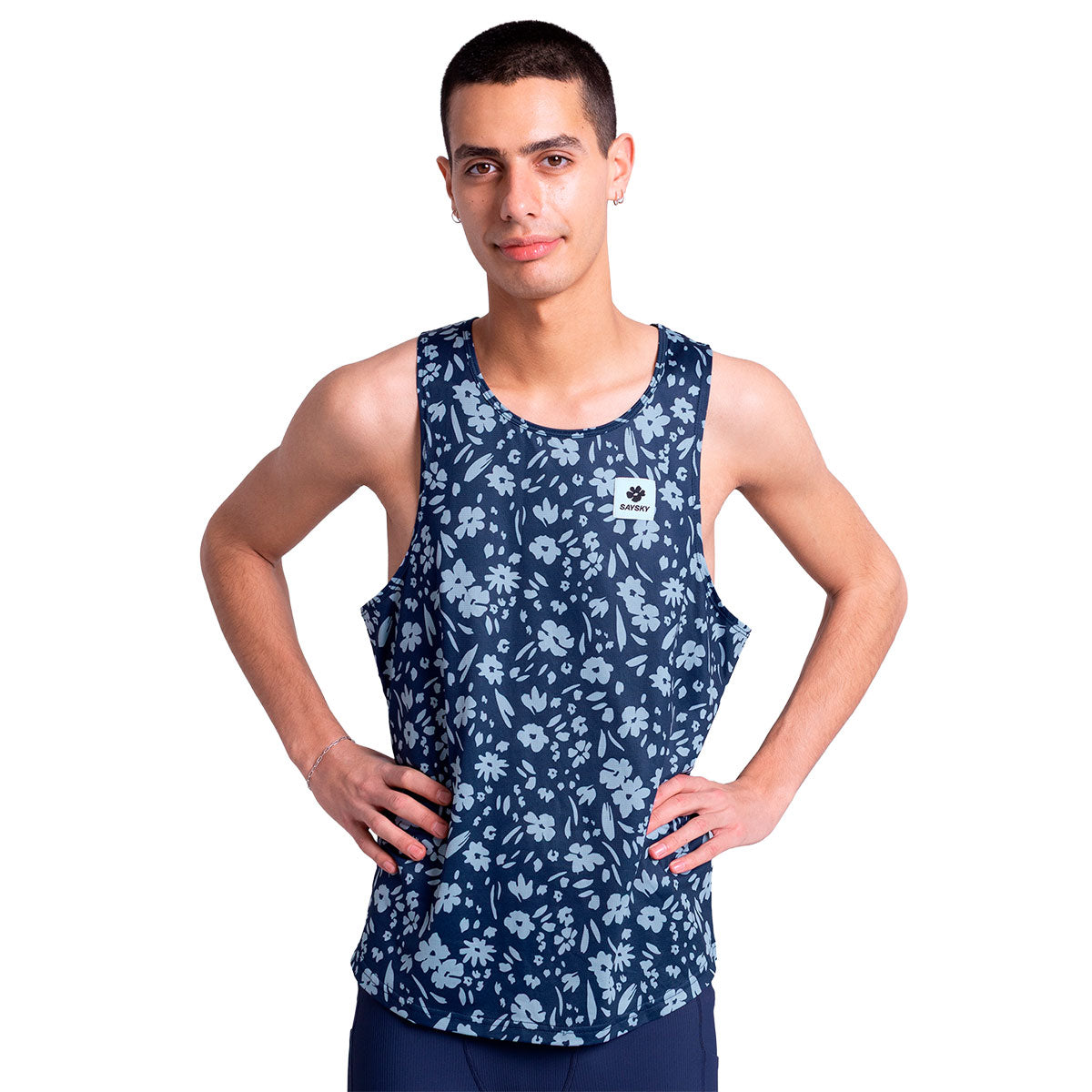 Saysky Flower Combat Singlet med blomsterdesign i blå nuancer