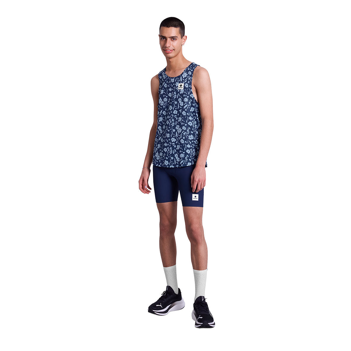 Saysky Flower Combat Singlet med blomsterprint i blå farve