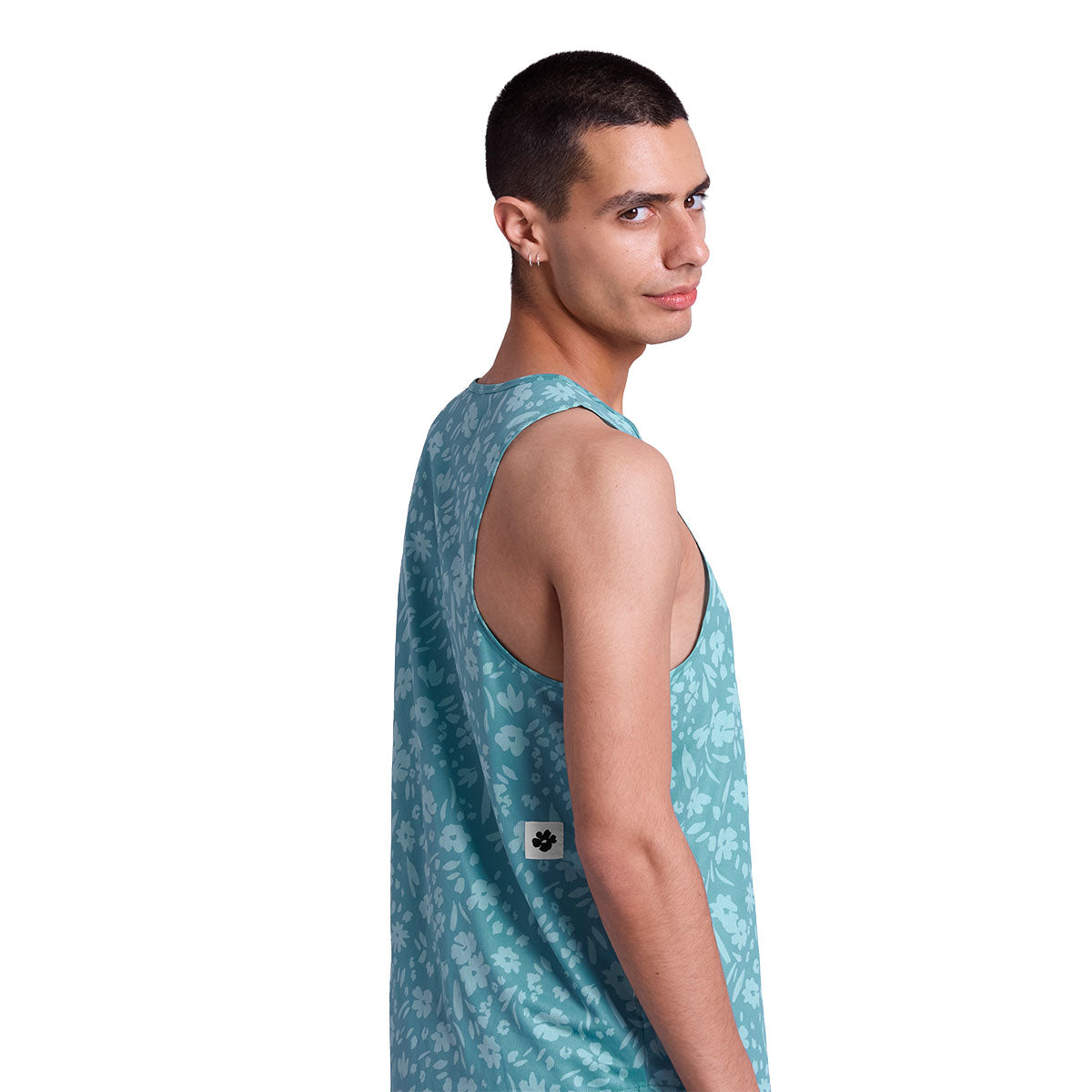 Saysky Flower Combat Singlet med blomsterdesign i blågrøn farve