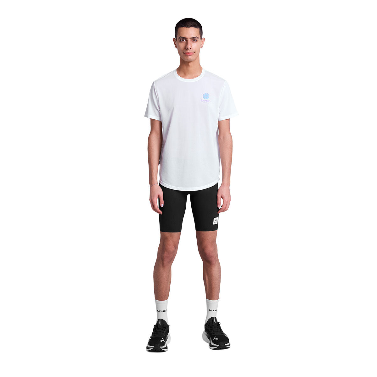 Saysky Flower Combat T-shirt i hvid med tryk foran