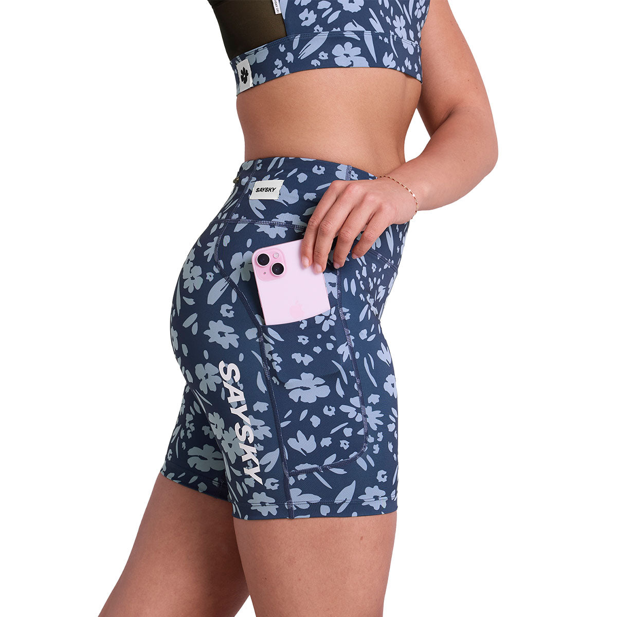 Saysky Flower Combat+ korte tights med lomme til telefon