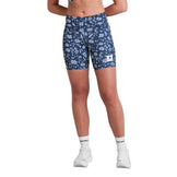 Saysky Flower Combat+ korte tights til damer i blå med blomsterprint