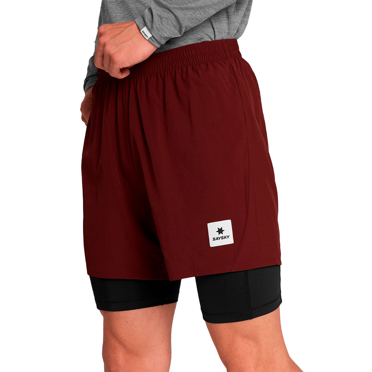 Saysky Pace 2 In 1 shorts i rød med indvendige tights