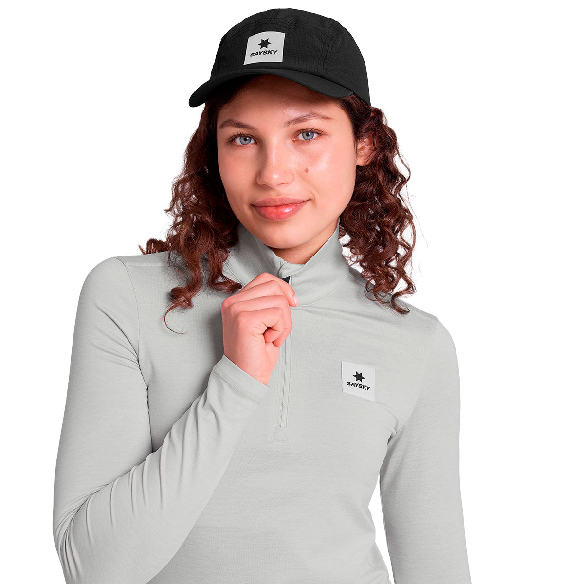 Saysky Pace Half Zip Long Sleeve Dame i lys grå farve