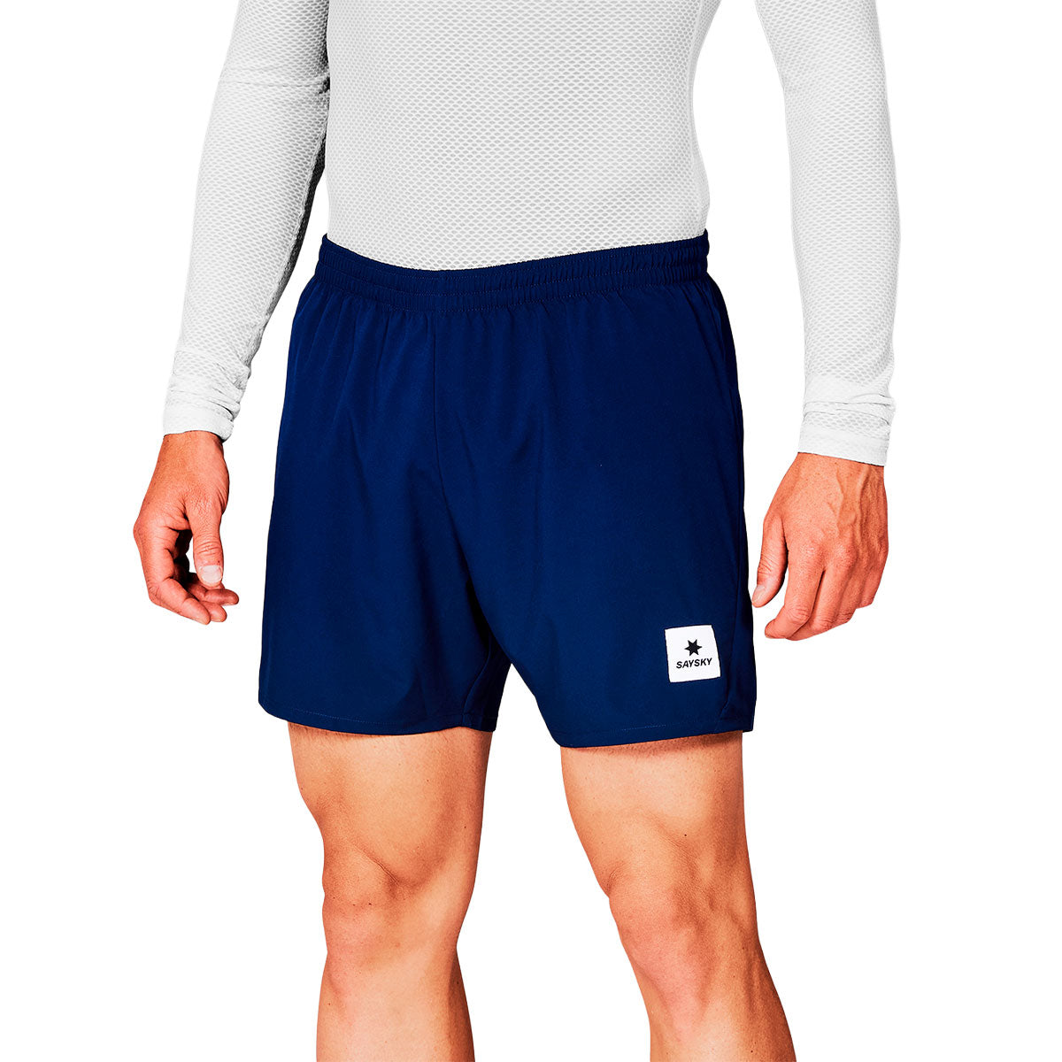 Saysky Pace Shorts 5" i navy med elastisk talje