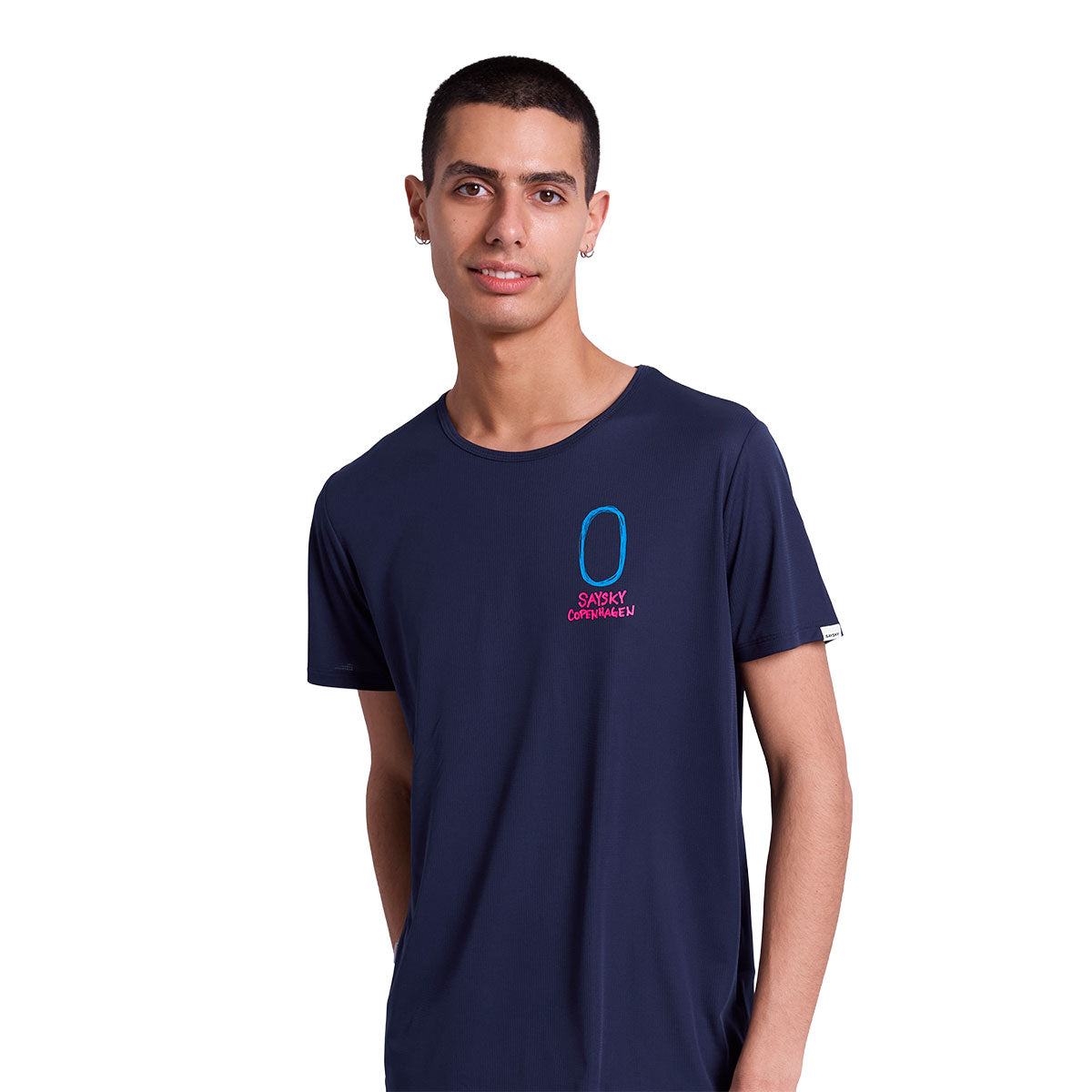 Saysky Statement Flow T-shirt i navy med farverigt logo