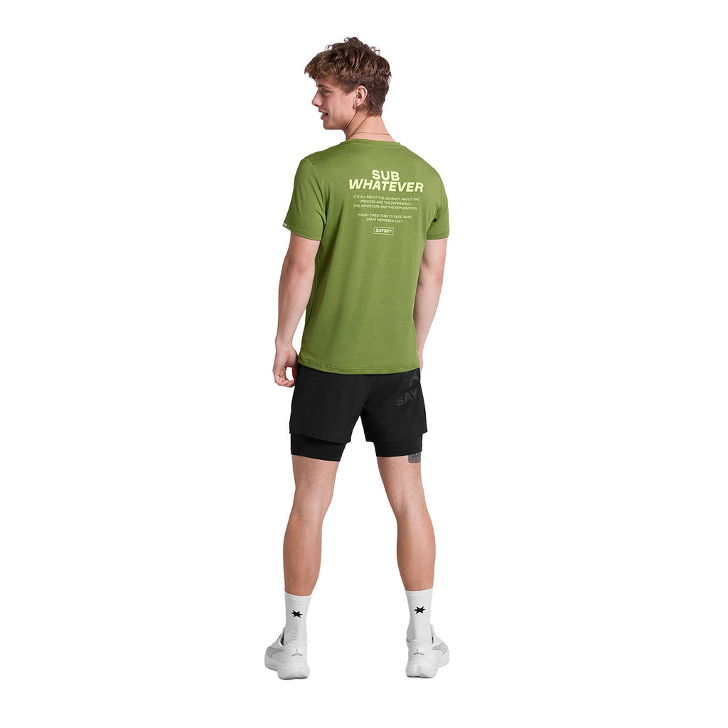 Saysky Statement Pace T-shirt i grøn med tekst bagpå