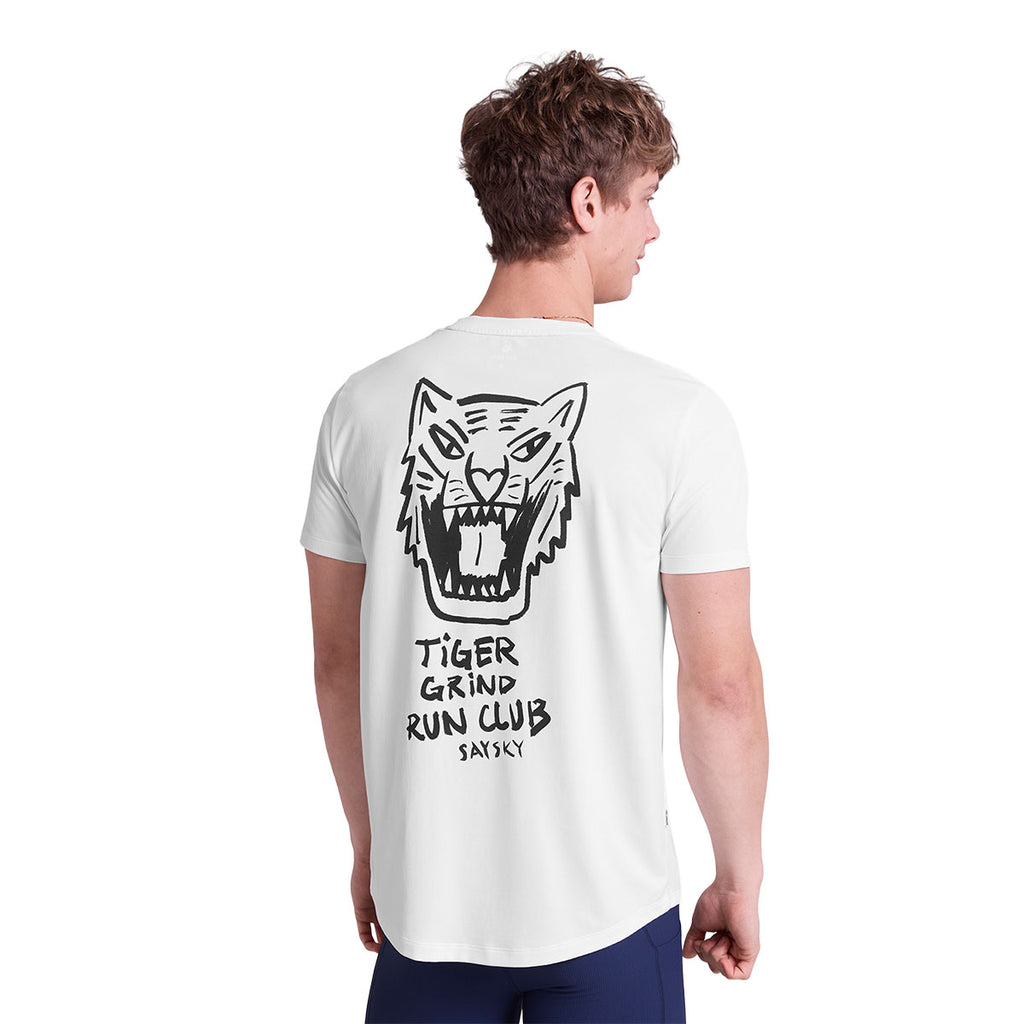Hvid Saysky Tiger Combat Pro T-shirt med tigerdesign på ryggen