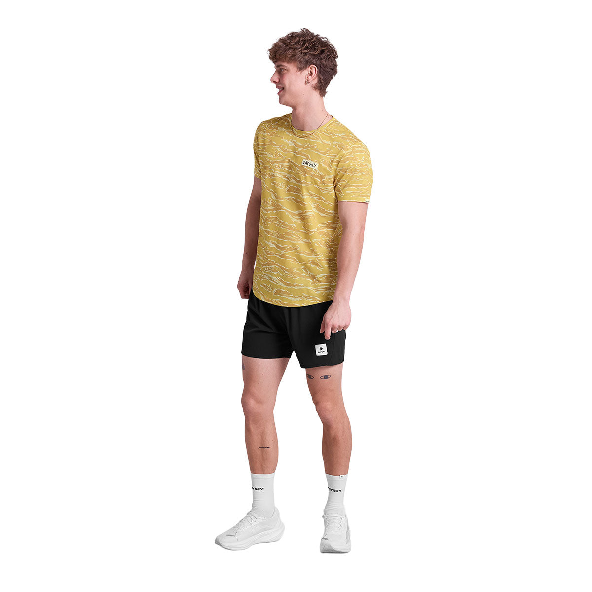 Saysky Tiger Combat T-shirt i gul med camouflage mønster